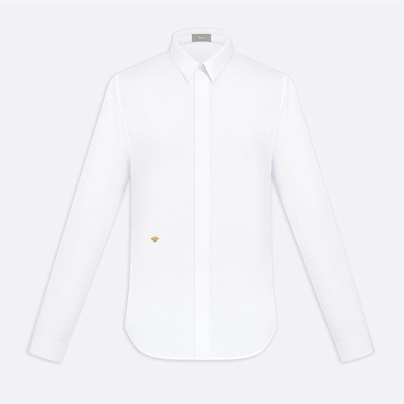 正品Dior/迪奥秋季男士金蜜蜂刺绣新款纯棉长袖衬衫休闲男装YS
