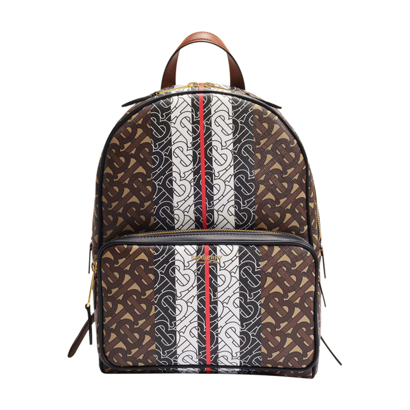 正品BURBERRY/巴宝莉男士双肩背包新款字母条纹印花旅行包女GK