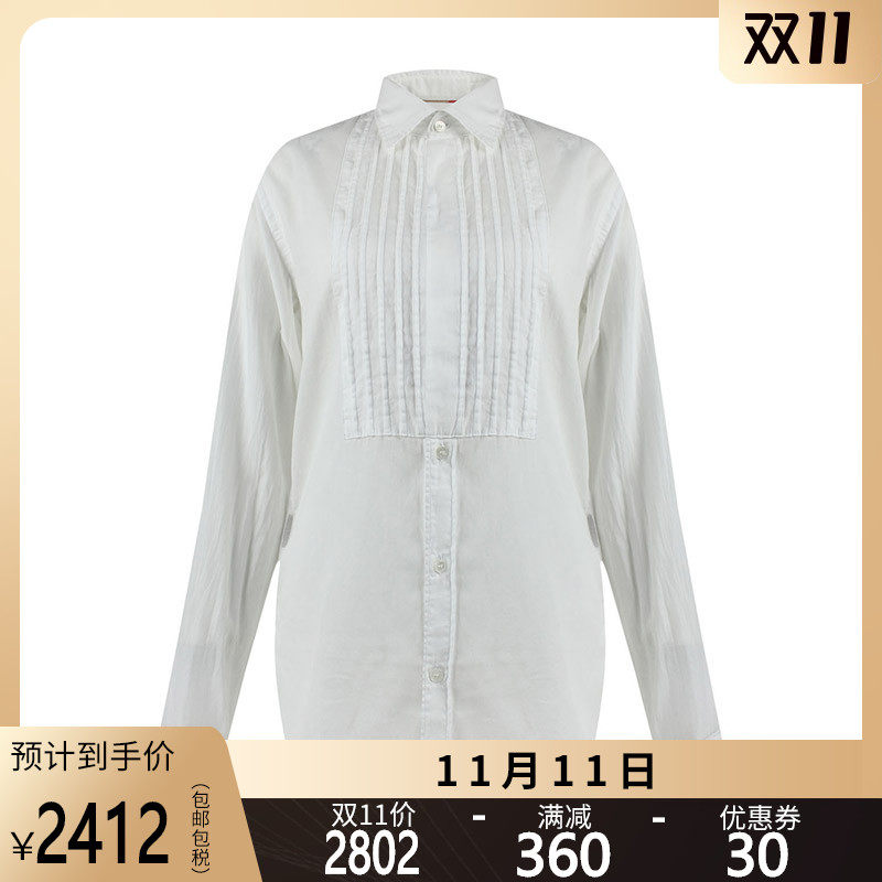 正品BURBERRY/巴宝莉女士长袖衬衫休闲纯色开衫女装纯棉上衣SS