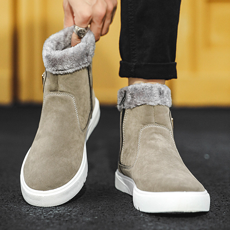 NORTHEAST SNOW BOOTS MENS WINTER COLD-PROOF ONE-FOOT BREAD MENS SHOES FUR INTEGRATED FLEECE THICKENED WARM COTTON SHOES