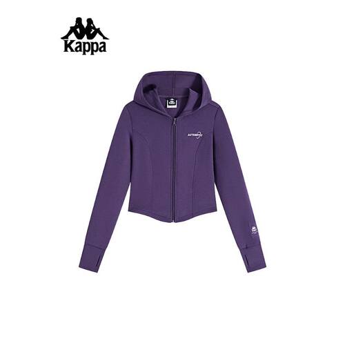 Kappa卡帕背靠背开身帽衫女士短款修身运动