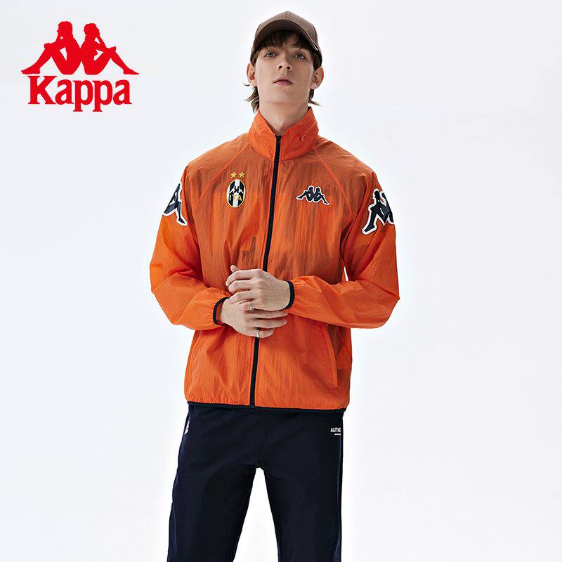 Kappa卡帕运动皮肤衣新款男字母防风衣连帽开衫空调衫K0D32FJ04