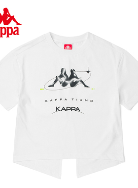 Kappa卡帕短袖新款女图案印花运动T恤休闲圆领半袖K0C42TD02F