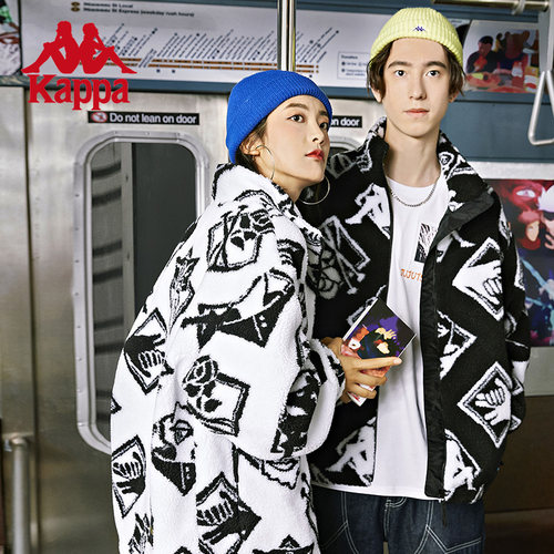 Kappa卡帕羊羔绒外套男女时尚满印夹克K0CY2JJ01P