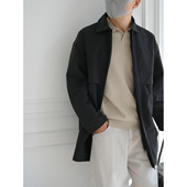 英伦风极简设计中长款 轻奢休闲外套 潮牌时尚 翻领风衣男士 秋冬新款