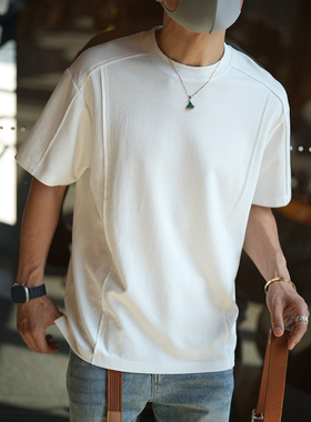 原创立体解构拼接设计圆领短袖T恤男夏季新款潮牌简约百搭半袖衫