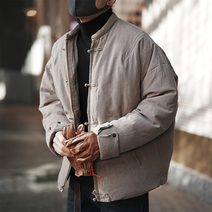 国风盘扣高级感立领保暖羽绒服男冬季潮流新款新中式唐装拉链外套