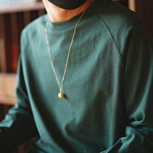 高街宽松简约休闲长袖 2025春夏季 美式 男士 T恤 潮牌重磅纯棉打底衫