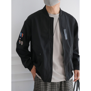 徽章装 美式 新款 飞行夹克男秋冬时尚 饰立领外套 潮牌3D立体大兜工装