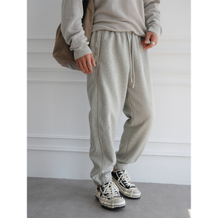 松紧腰抽绳束脚长裤 港风潮牌立体剪裁重磅针织卫裤 新款 时尚 男秋季