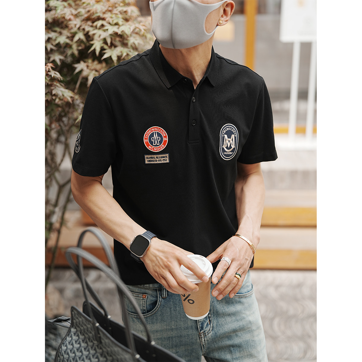 美式潮牌个性徽章刺绣翻领polo衫男夏季时尚新款字母印花半袖体恤,男装,Polo衫,淘宝优惠券,粉丝福利购,淘宝优惠卷