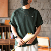 高端美式 设计感宽松休闲打底衫 字母印花高克重纯棉短袖 T恤男春季