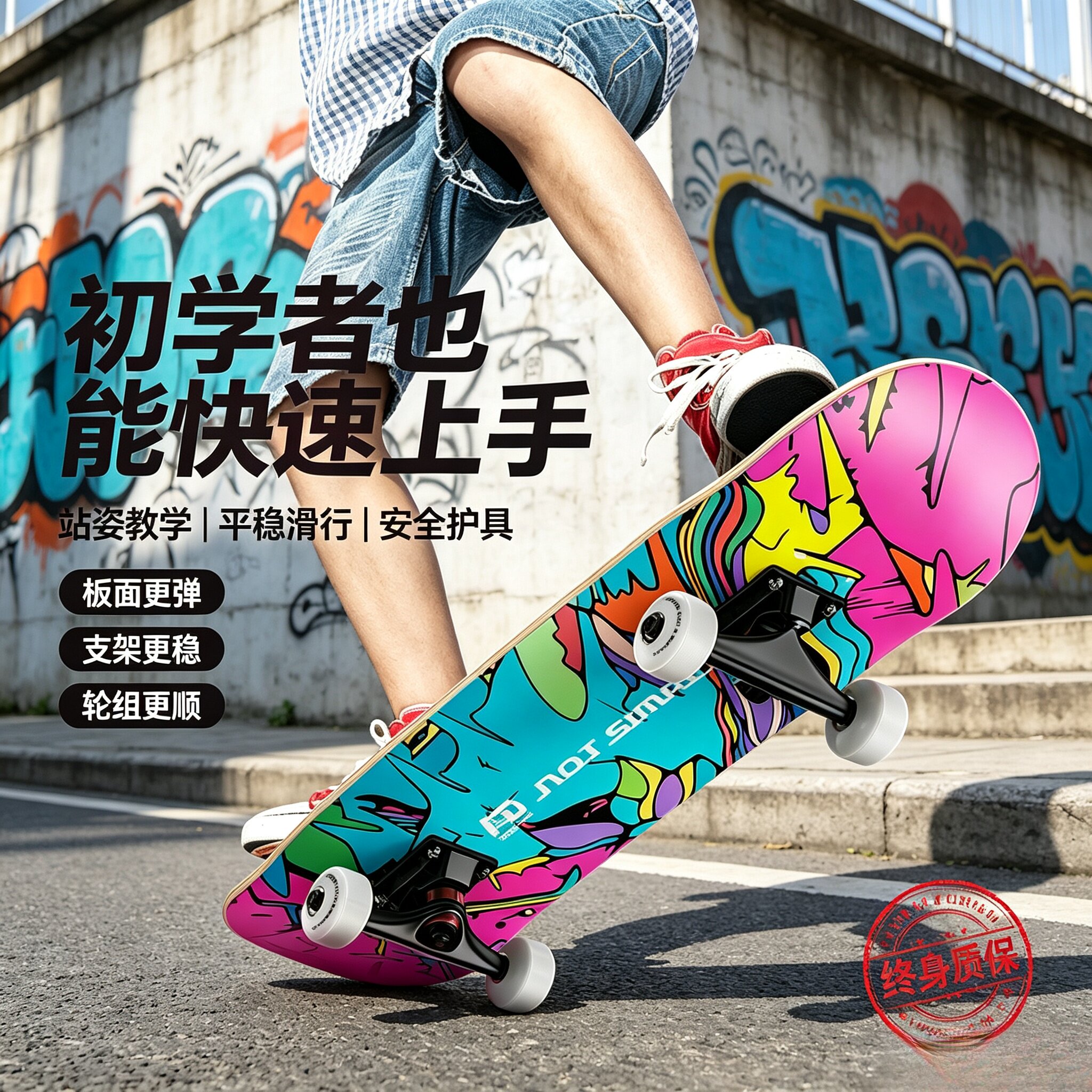 AD枫木女生男童滑板初学者