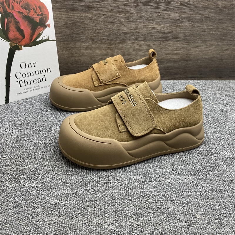 真皮勃肯鞋女时尚百搭魔术贴单鞋