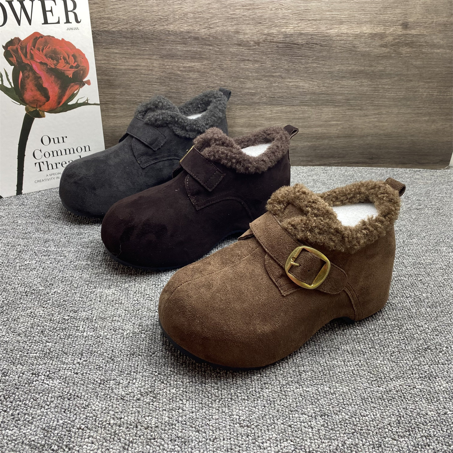 撤柜处理厚底内增高大头勃肯鞋女2025冬季新款加绒保暖毛毛棉鞋女,女鞋,勃肯鞋/软木鞋,淘宝优惠券,粉丝福利购,淘宝优惠卷