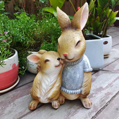 花园庭园家居温馨有爱拥抱可爱兔子树脂装饰高档美式卡通精致摆件