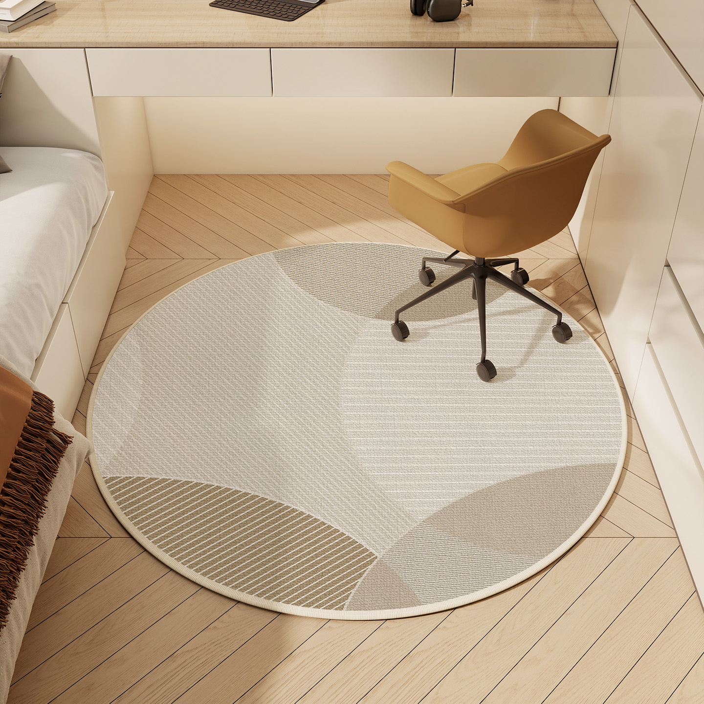 圆形地毯卧室电脑椅子保护地垫沙发转椅地板垫子书房摇椅专用脚垫