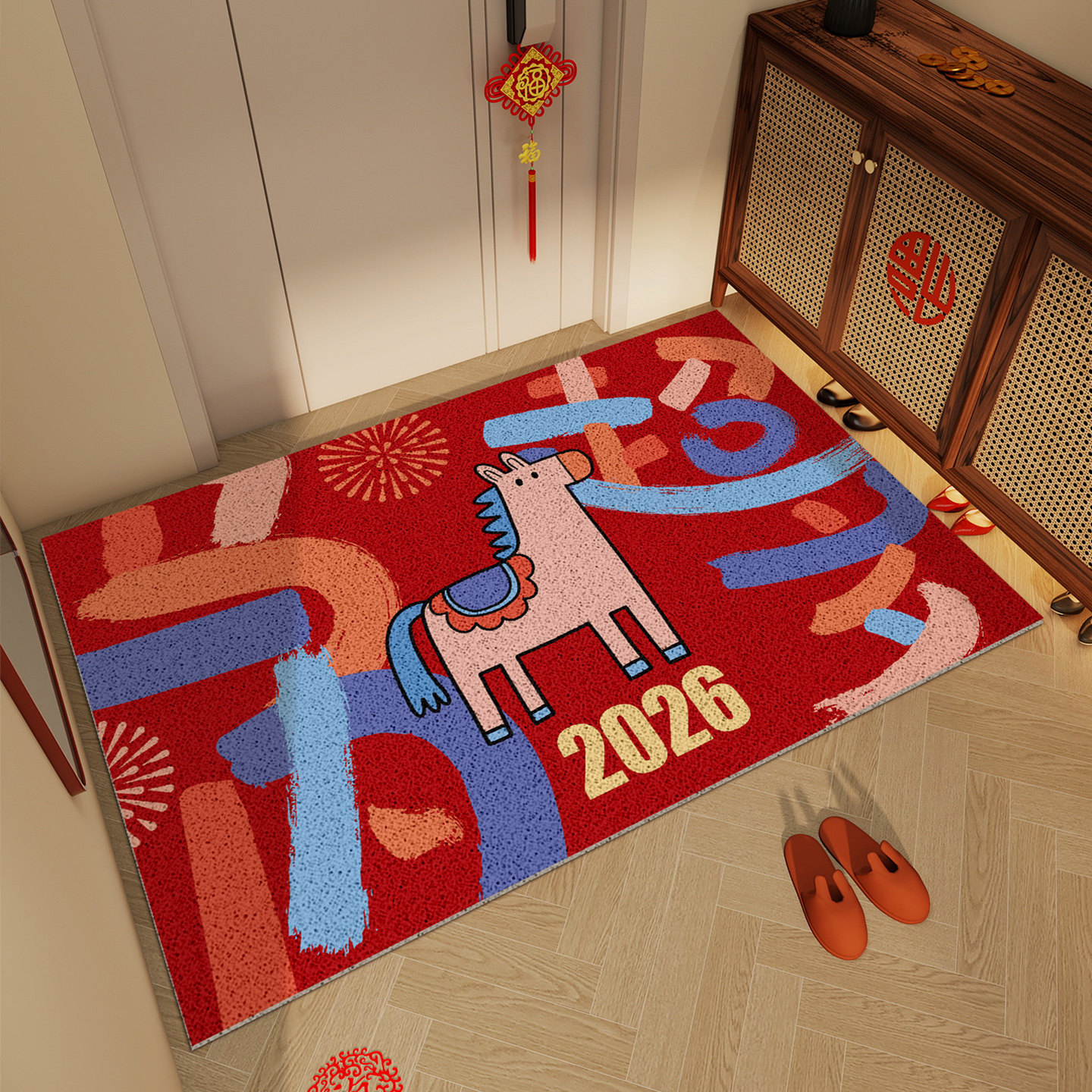 红色入户门地垫2026新款丝圈脚垫门口玄关家用脚踏垫喜庆除尘地毯,居家布艺,入户地垫,淘宝优惠券,粉丝福利购,淘宝优惠卷