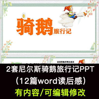 读书分享会 尼尔斯骑鹅旅行记 名著导读后感阅读分享ppt模板课件