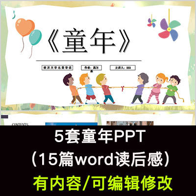 读书分享会 高尔基童年 名著导读后感阅读分享ppt模板课件