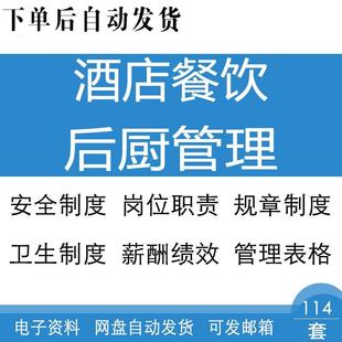 酒店餐饮后厨岗位职责薪酬绩效管理表格食品安全卫生管理规章制度