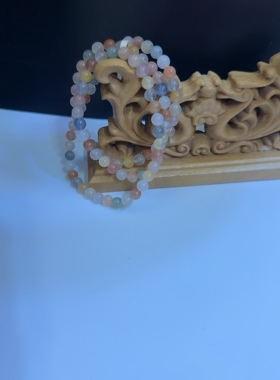 天然水晶手链女款多圈彩色兔毛手串饰品礼物送女友闺蜜生日礼物