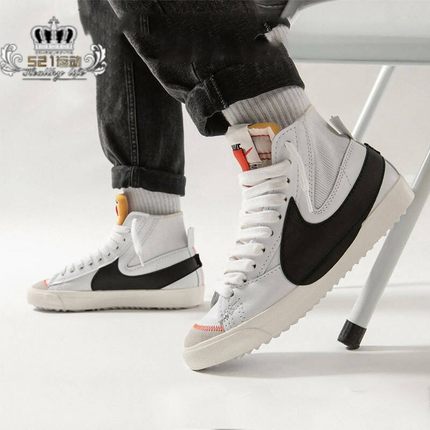 NIKE耐克Blazer Mid77开拓者男女情侣中帮白黑休闲板鞋DD3111-100