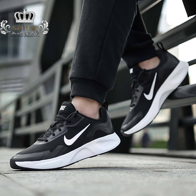 男女同款黑白轻便舒适透气跑步鞋