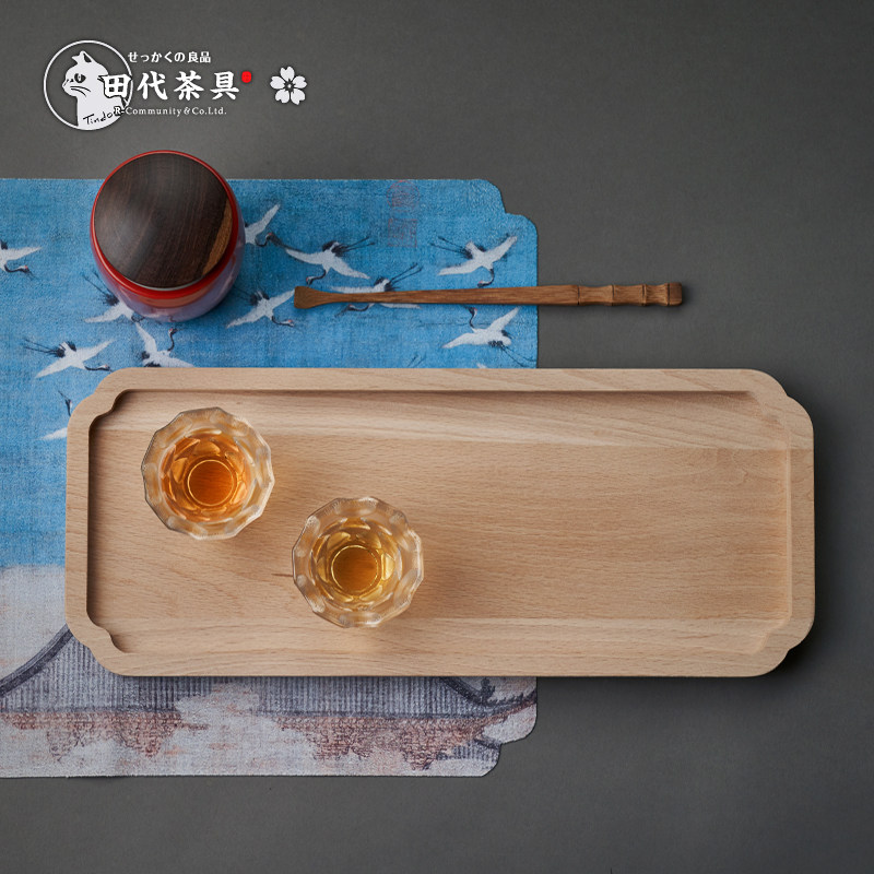 日式榉木茶盘 天然实木色零食果盘茶道茶具干泡台小型茶海长托盘