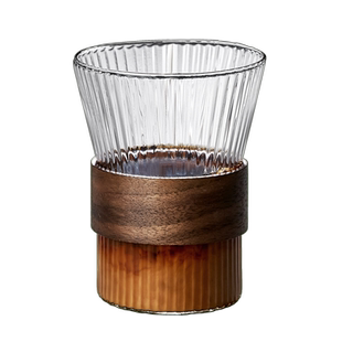 木环隔热广口茶杯 日式340ml高硼硅玻璃手工杯子轻奢高颜值喝茶杯
