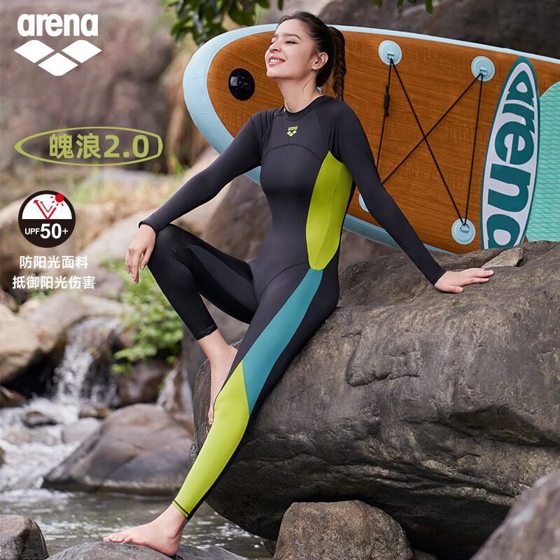 arena阿瑞娜女士泳衣长袖长腿防晒冲浪连体游泳衣女瑜伽新款