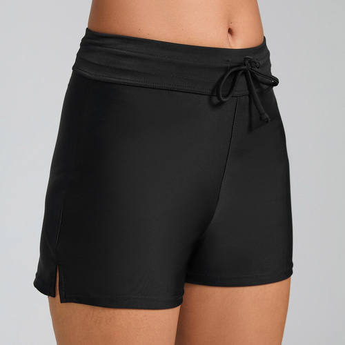 平角泳衣四角遮肉保守遮肚显瘦