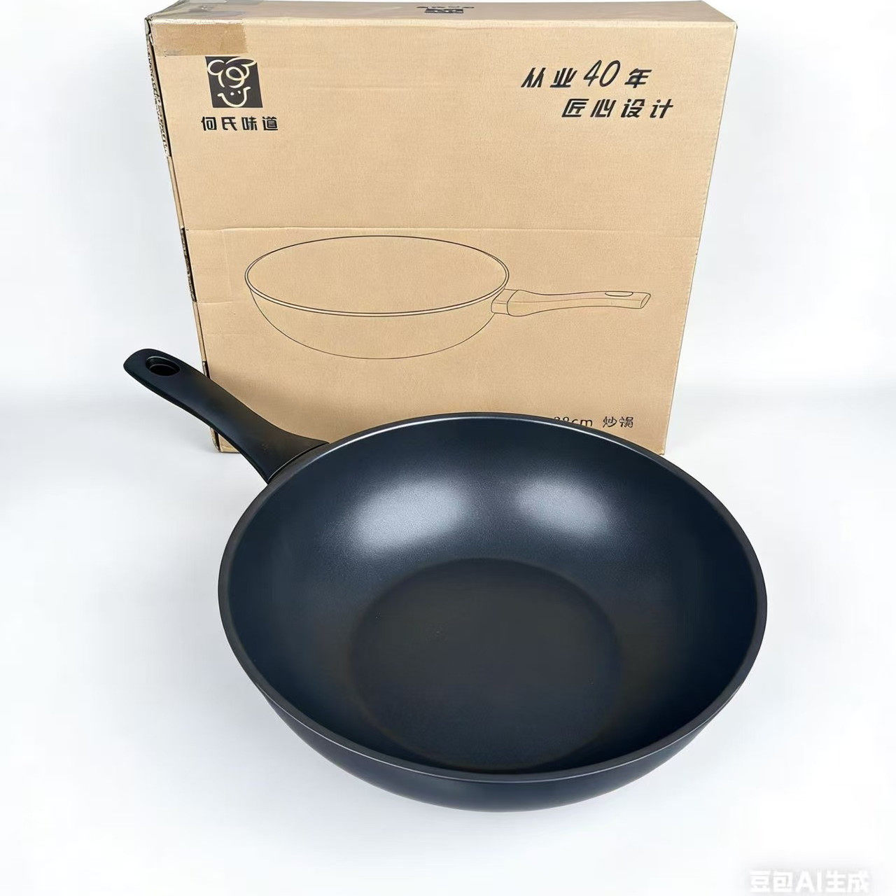 何D厨日式不粘锅28cm炒锅家用平底炒菜不粘锅燃气电磁炉通用