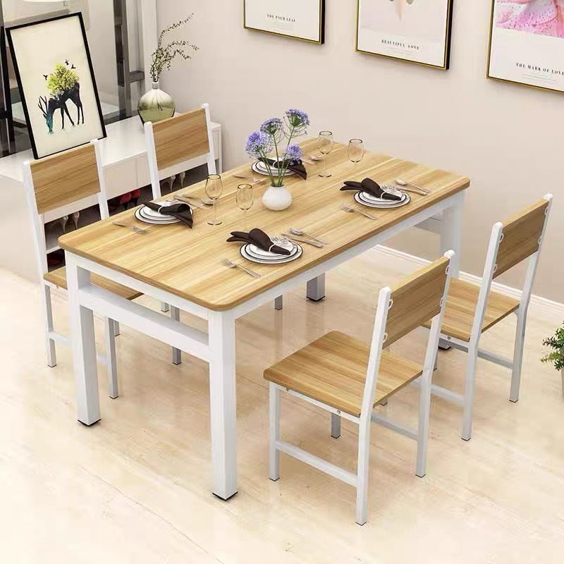 6人简易风长方形饭店餐桌椅