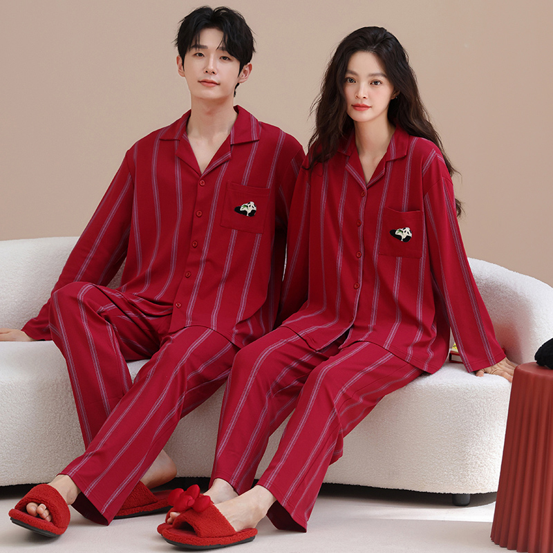 思馨坊情侣纯棉红色可爱小熊猫秋