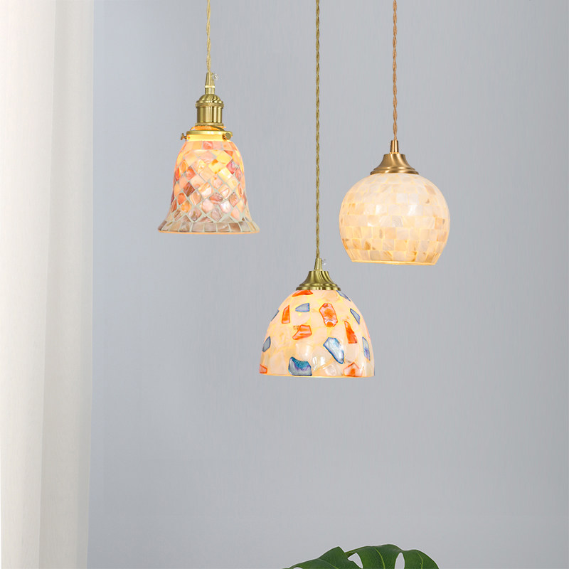 【名匠】法式田园天然贝壳小吊灯美式复古民宿卧室飘窗卧室床头灯,家装灯饰光源,床头/玄关/吧台/过道吊灯,淘宝优惠券,粉丝福利购,淘宝优惠卷