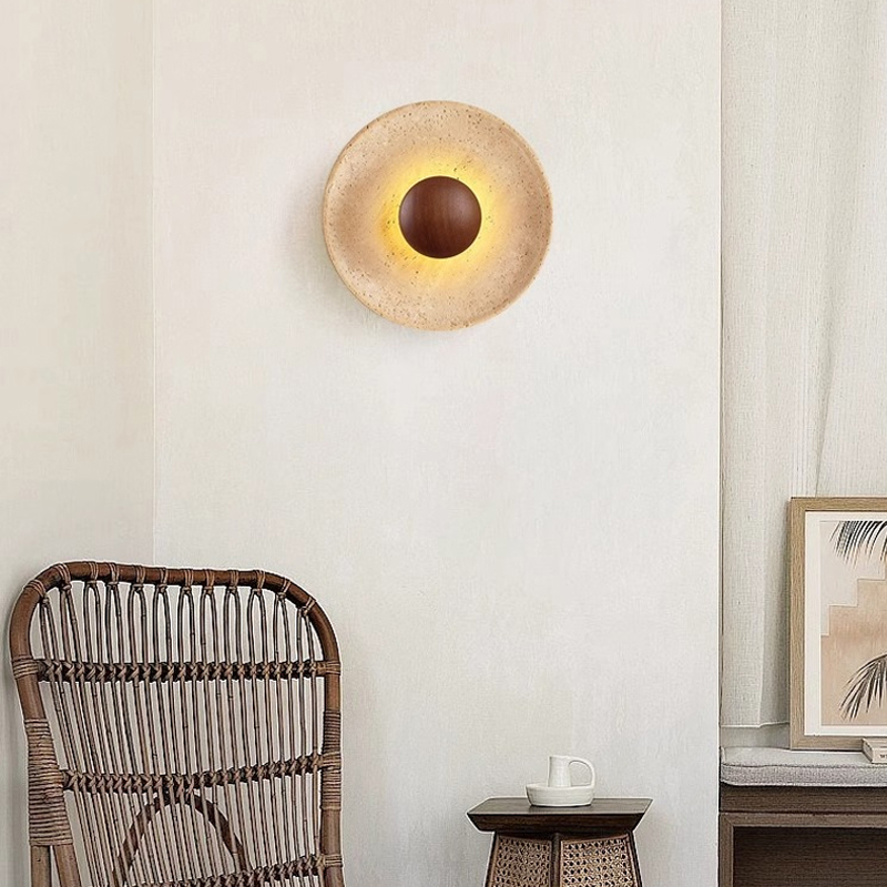 【名匠】日式民宿黄洞石玄关壁灯禅意侘寂风茶室过道走廊床头壁灯