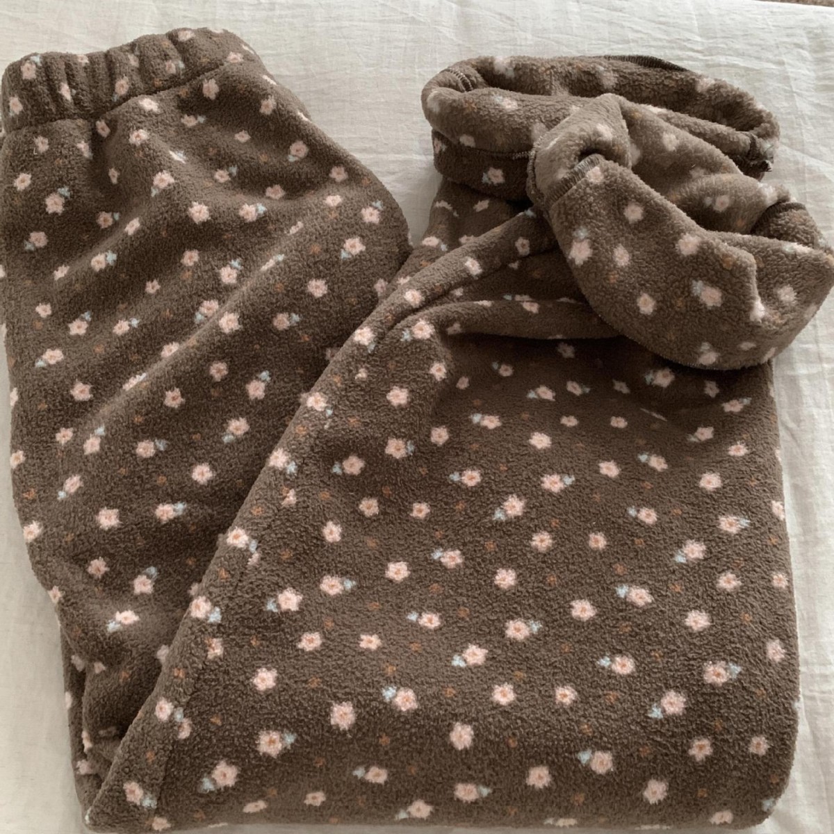 居家裤女加厚加绒直筒碎花冬季