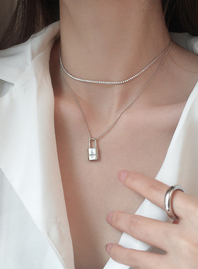 叠戴小众设计字母锁骨链定制网红