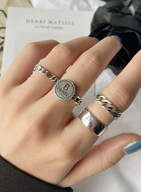 复古日韩风泰银ins学生食指环