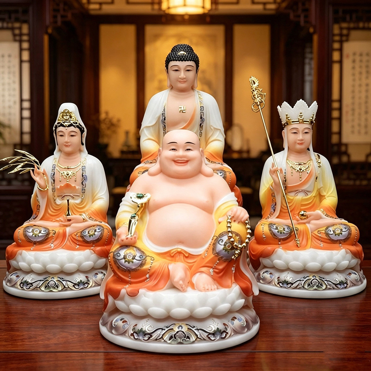 全堂佛像裟婆四圣佛新款观音佛像地藏王菩萨释迦牟尼佛弥勒佛佛像