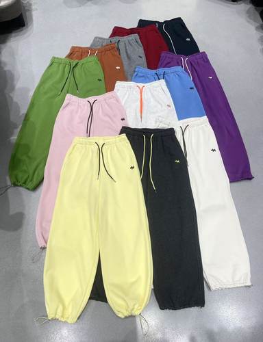 冬季新品N9加绒宽松显瘦彩色百搭运动直筒卫裤抽绳束脚女休闲裤潮