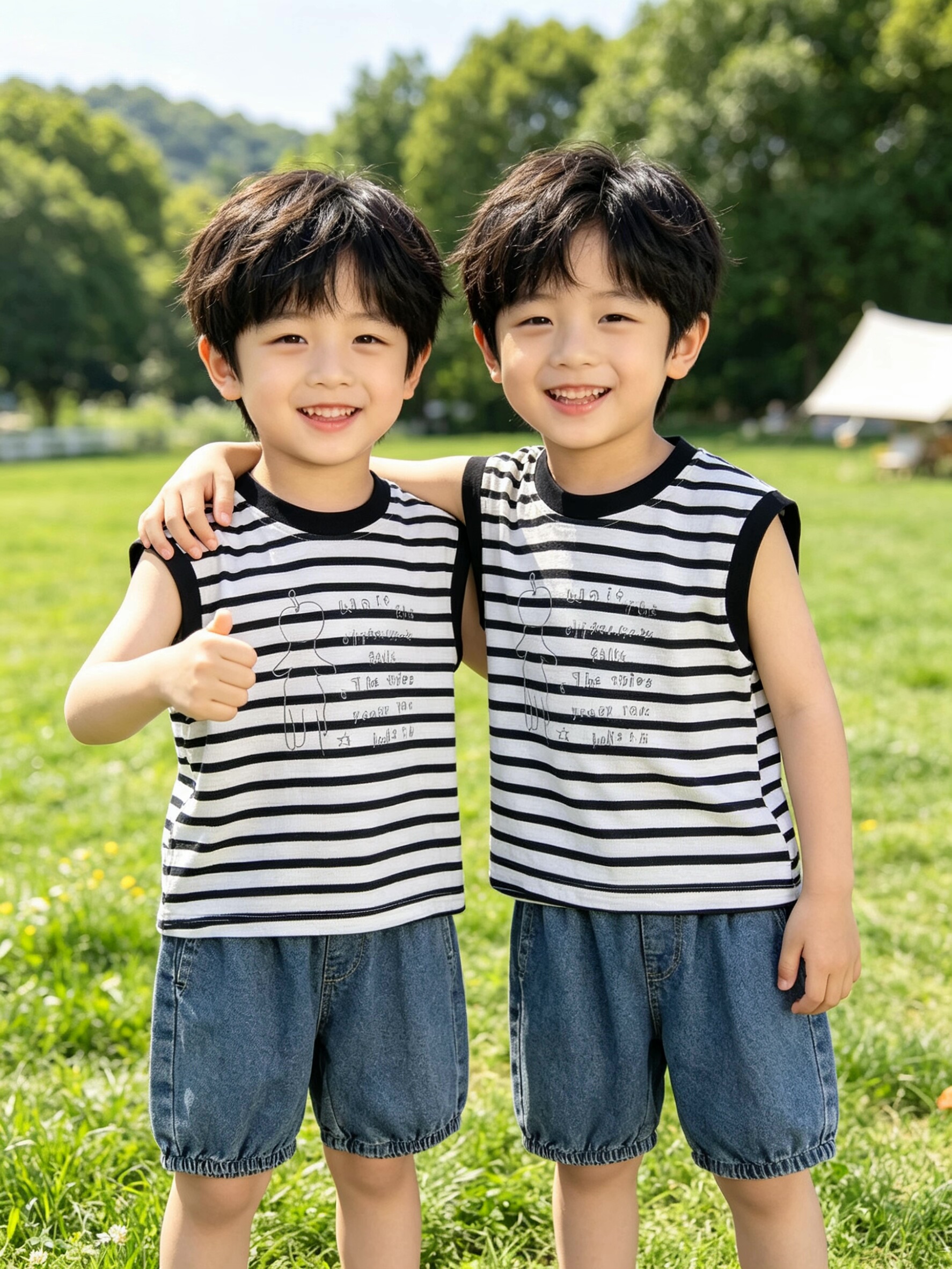 男童条纹背心套装夏季2026新款儿童洋气衣服宝宝酷帅潮薄款两件套