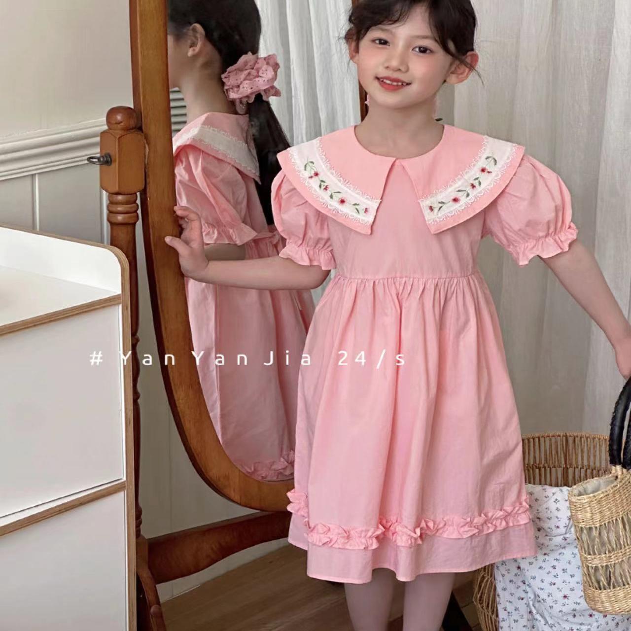 女童绣花连衣裙纯棉夏宝宝甜美裙子2026童装夏装新款小女孩公主裙