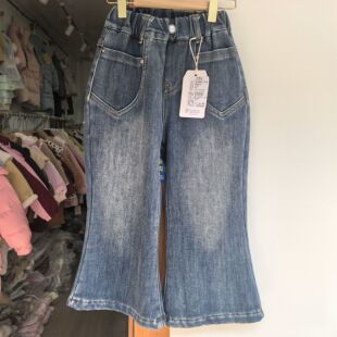 韩版童装秋冬新款儿童洋气百搭休闲牛仔裤女童加绒保暖长裤喇叭裤