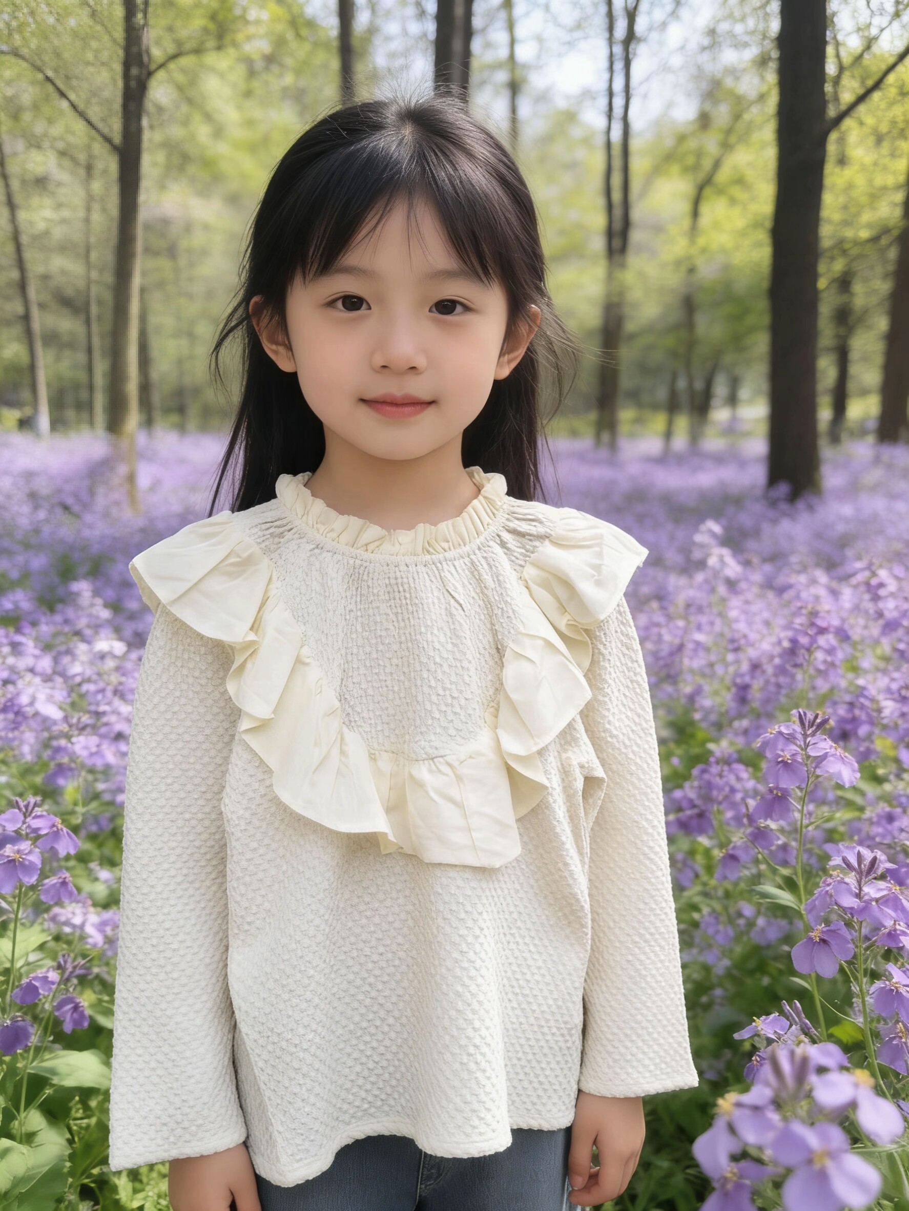 女中童儿童长袖衬衫2026春季新款儿童韩版娃娃领花边洋气上衣