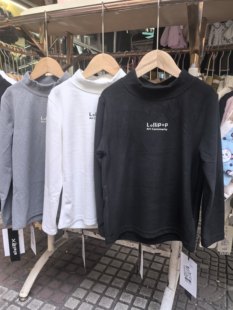 儿童暖绒磨毛百搭打底衫男女中大童秋冬装洋气时髦长袖上衣T恤