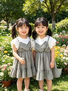 女童公主裙夏装新款洋气童装假二件宝宝短袖裙子夏季儿童连衣裙