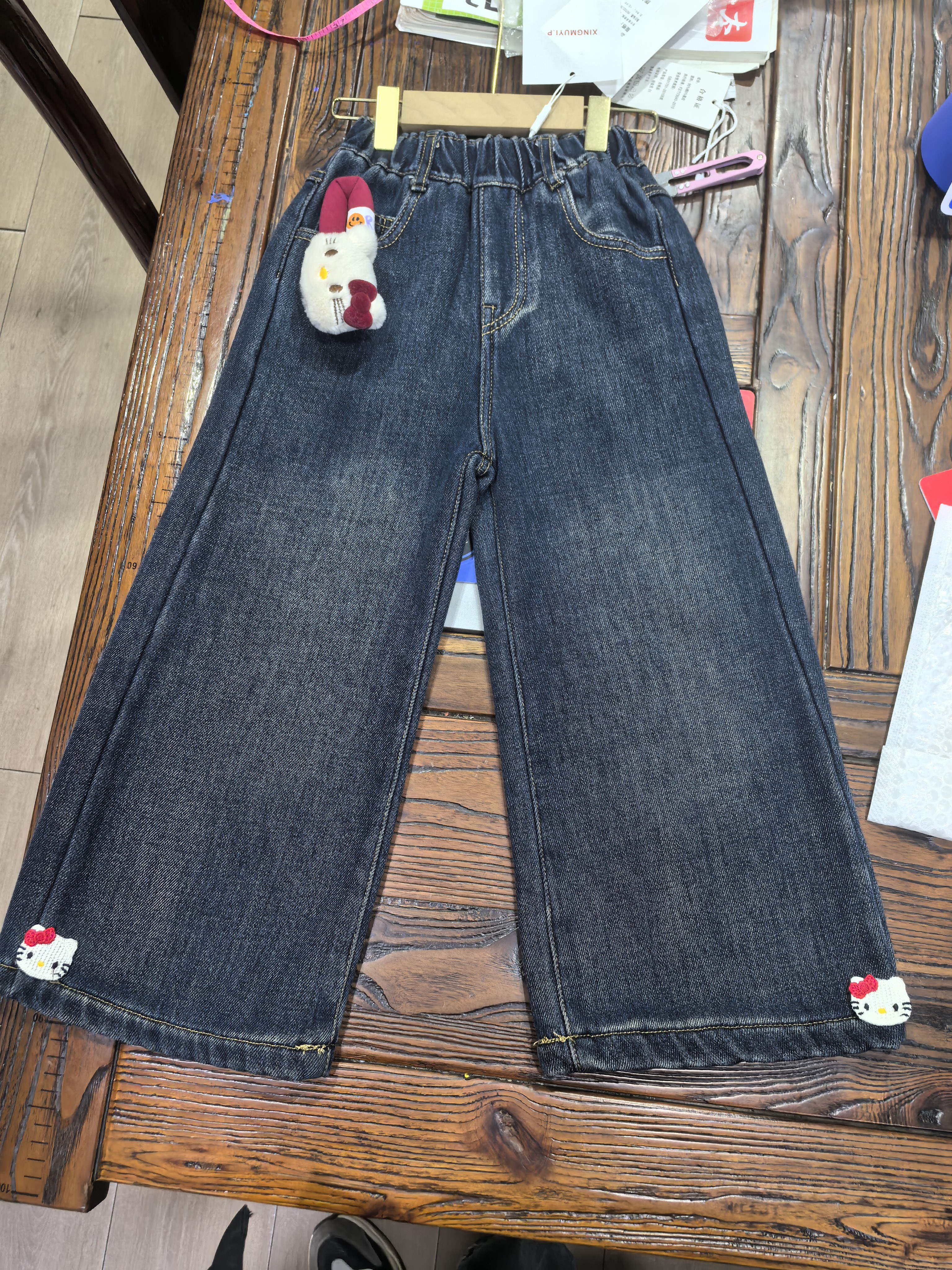 2025新款儿童牛仔裤女中童秋冬款直筒裤冬装加绒阔腿裤冬装裤子