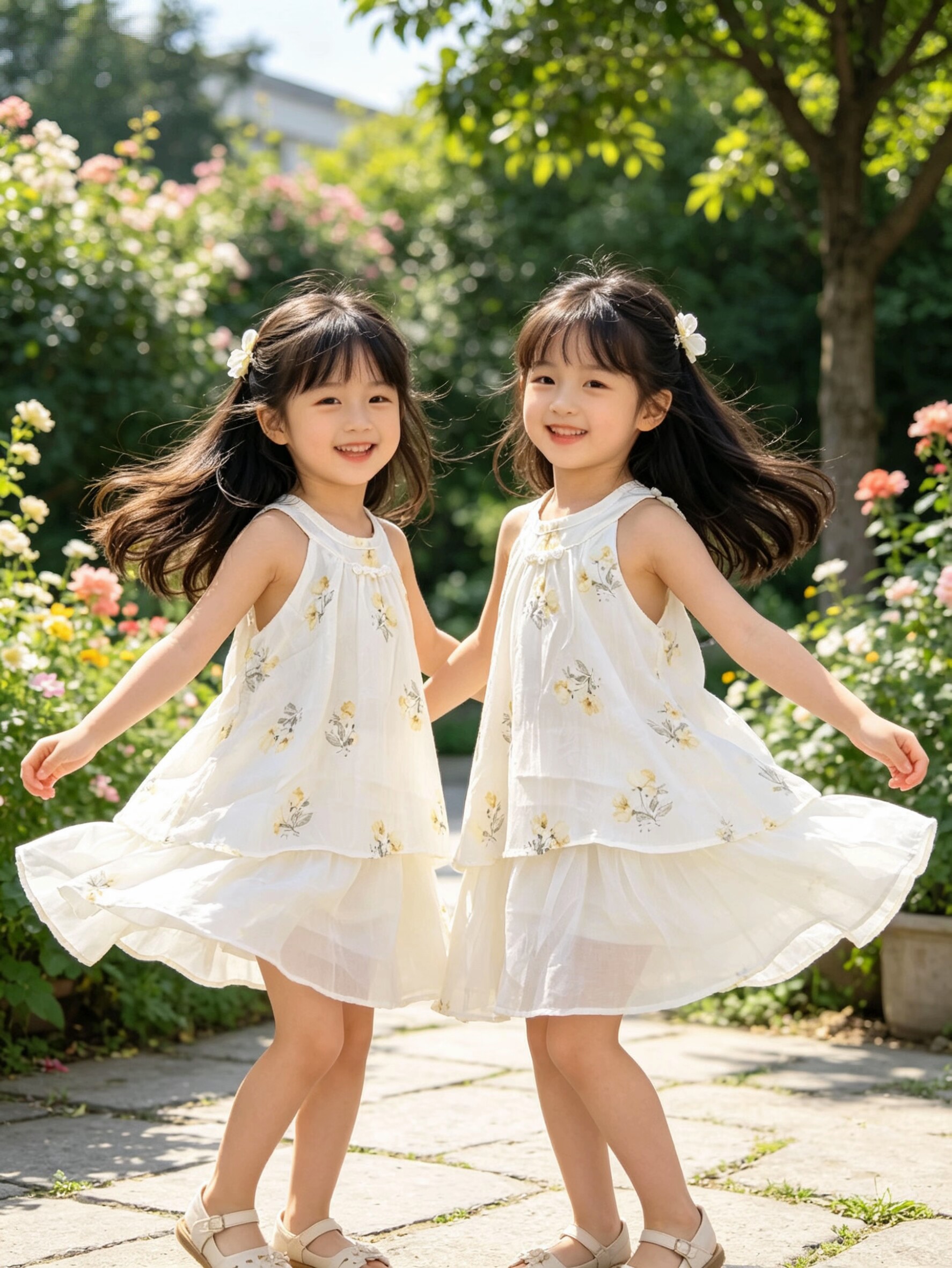 实体同步韩系童装26夏季新款女童挂脖连衣裙纯色无袖裙仙女裙公主